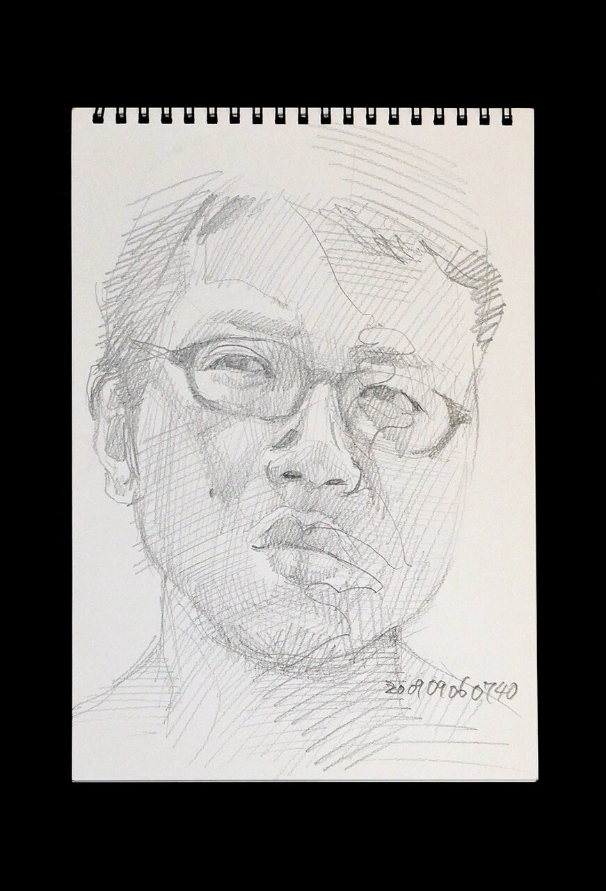 Contemporary artist SHINTAKU Tomoni's 2009/9/6 Self-portrait or pencil drawing