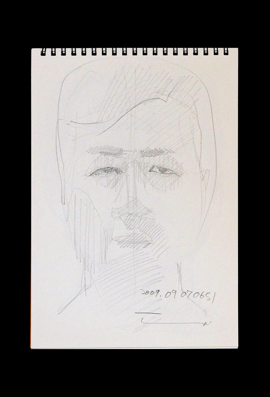 Contemporary artist SHINTAKU Tomoni's 2009/9/7 Self-portrait or pencil drawing