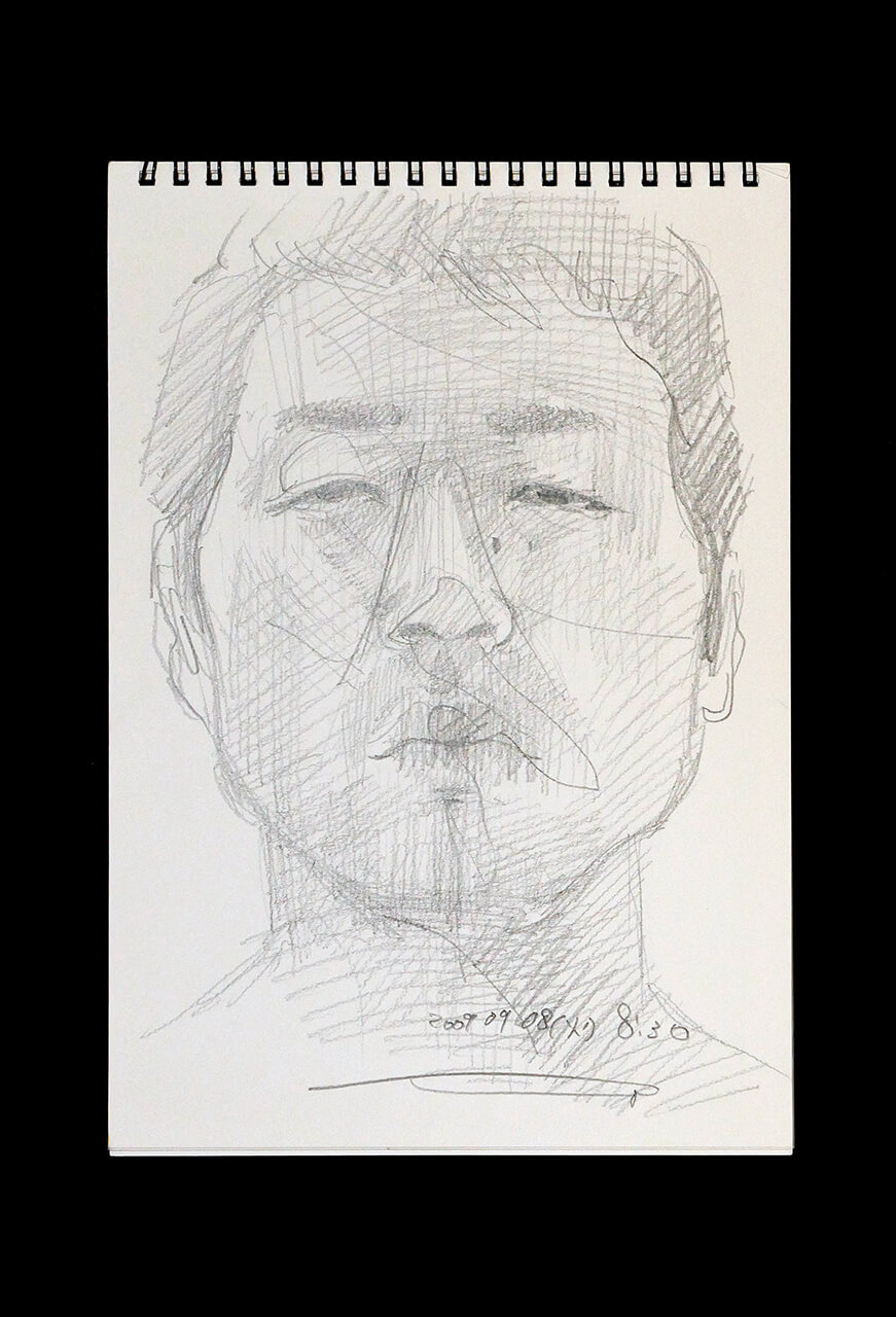 Contemporary artist SHINTAKU Tomoni's 2009/9/8 Self-portrait or pencil drawing