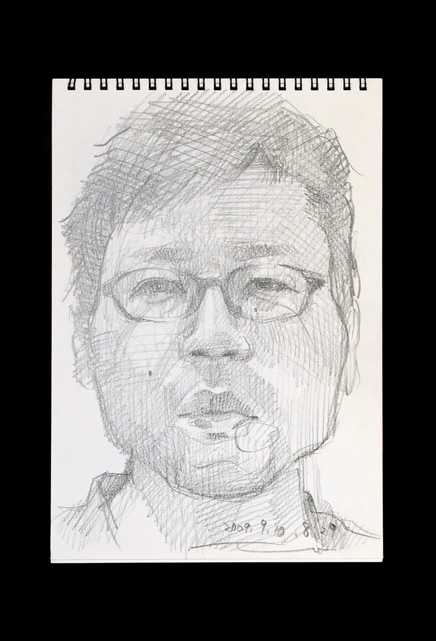 Contemporary artist SHINTAKU Tomoni's 2009/9/10 Self-portrait or pencil drawing
