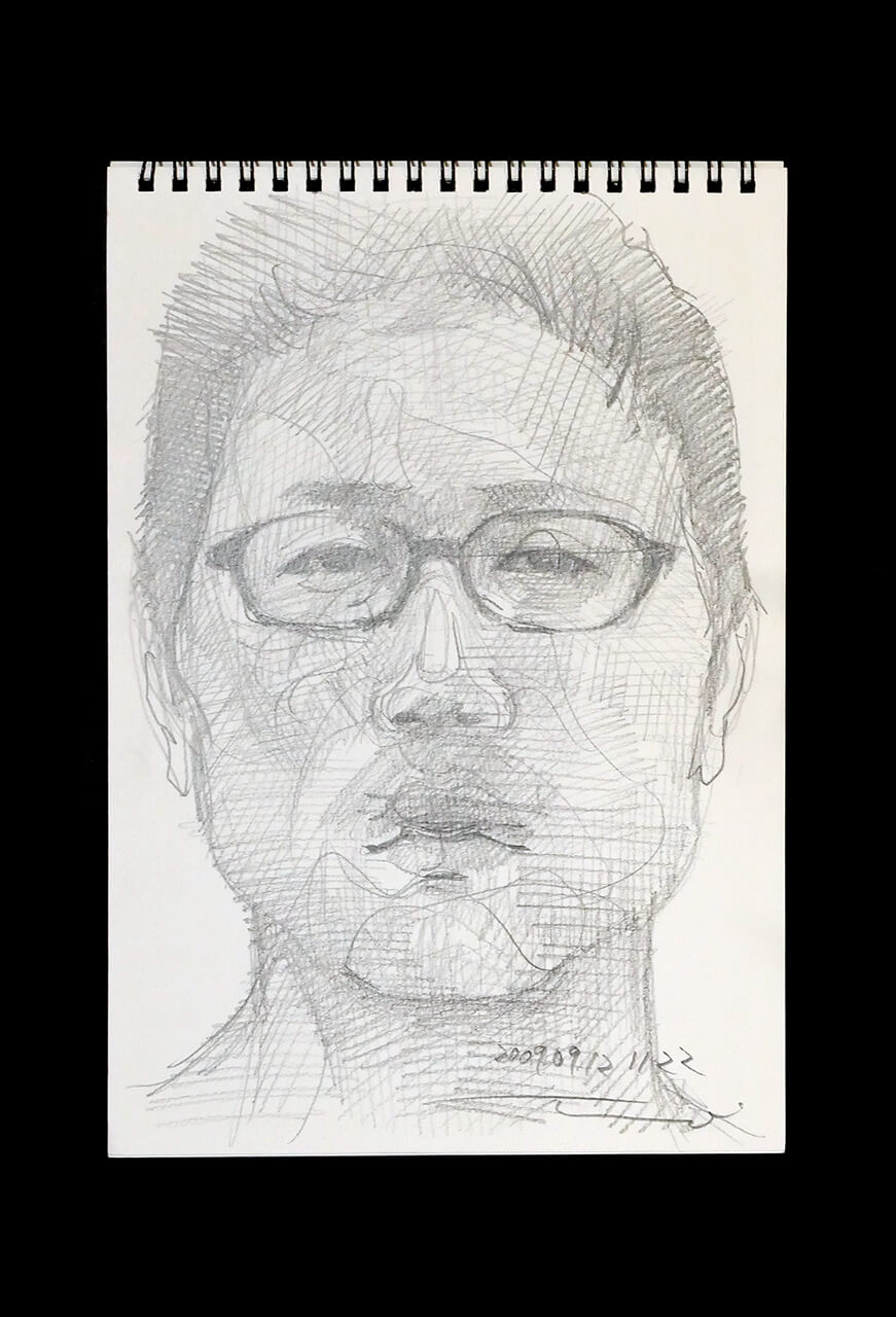 Contemporary artist SHINTAKU Tomoni's 2009/9/12 Self-portrait or pencil drawing