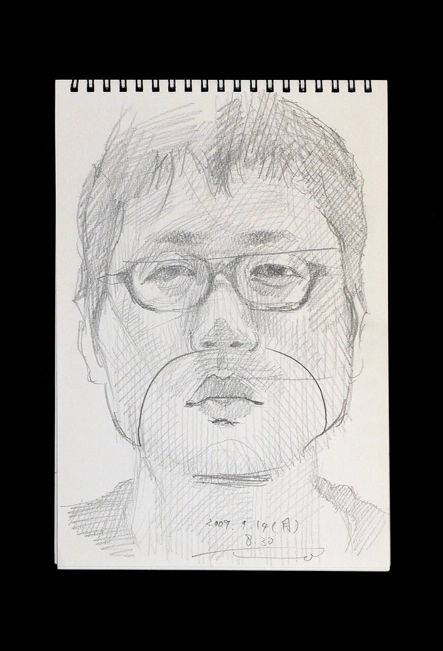 Contemporary artist SHINTAKU Tomoni's 2009/9/14 Self-portrait or pencil drawing