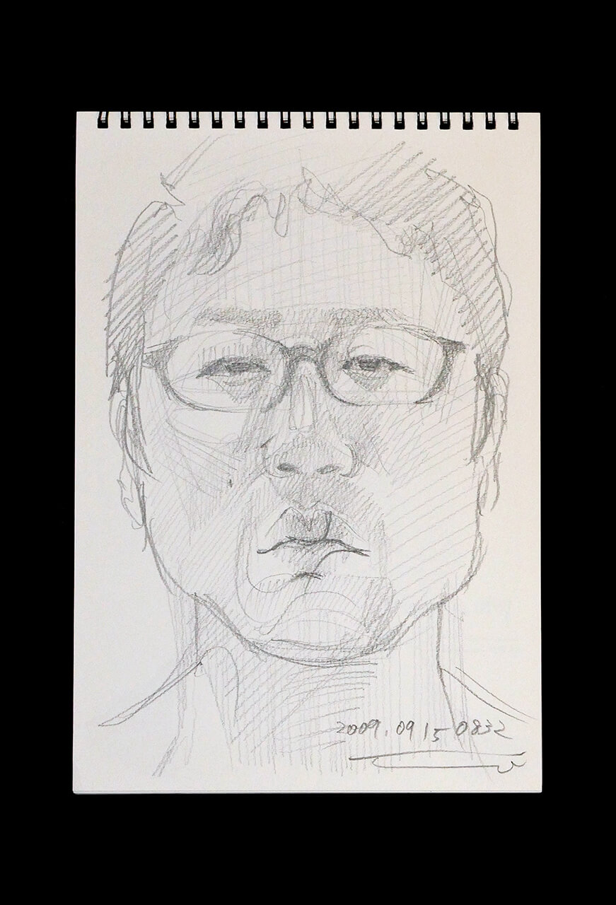 Contemporary artist SHINTAKU Tomoni's 2009/9/15 Self-portrait or pencil drawing