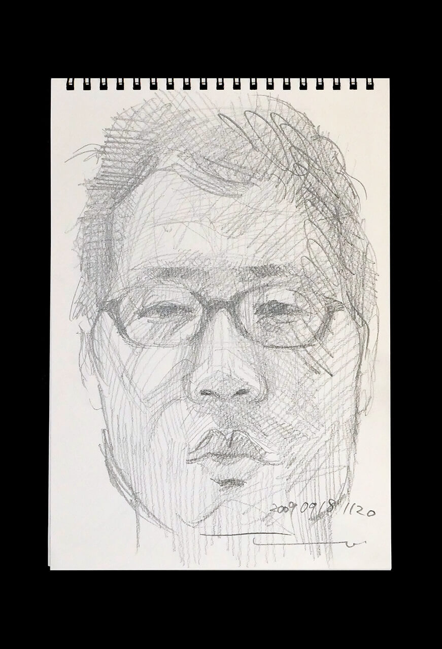 Contemporary artist SHINTAKU Tomoni's 2009/9/18 Self-portrait or pencil drawing