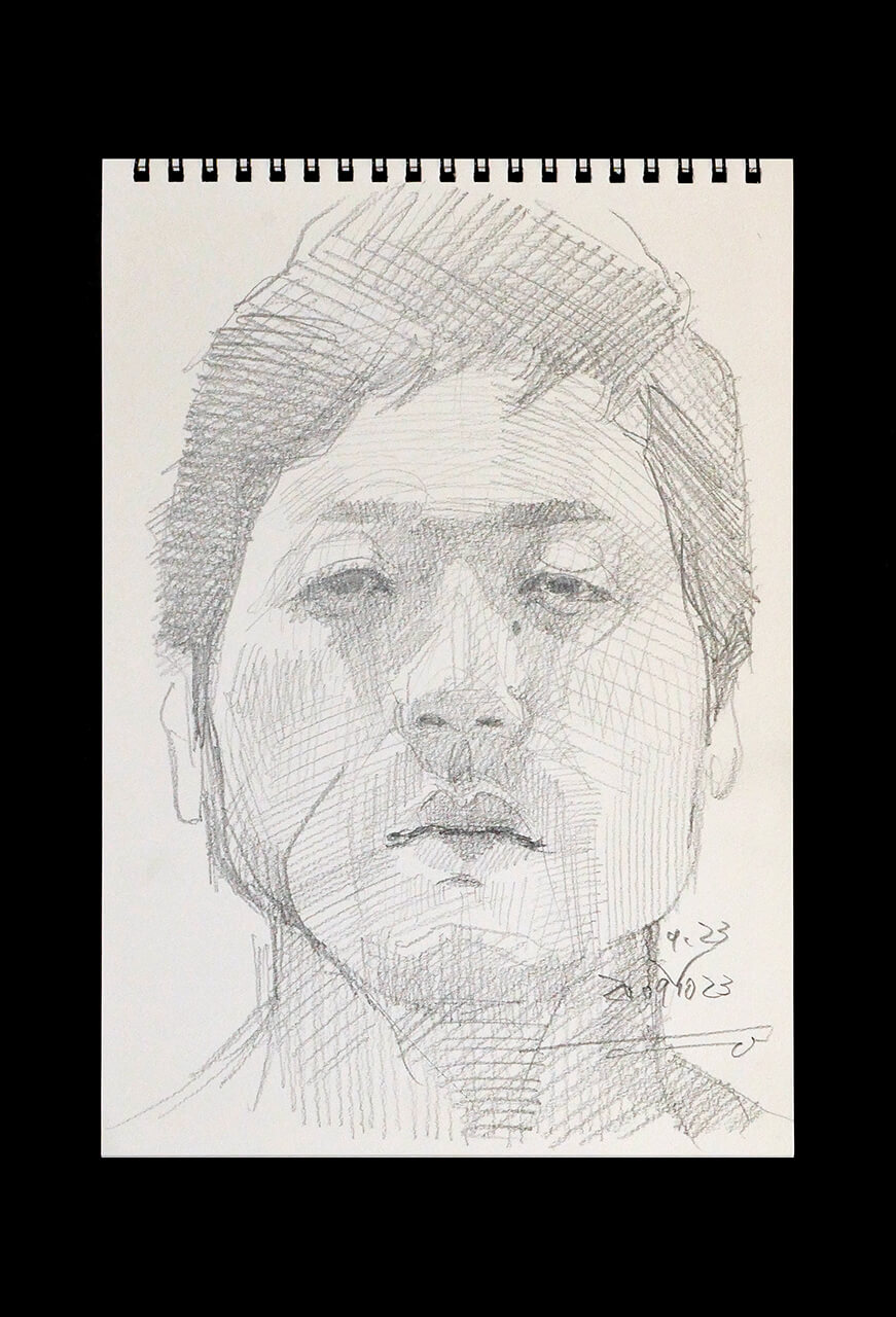 Contemporary artist SHINTAKU Tomoni's 2009/9/23 Self-portrait or pencil drawing