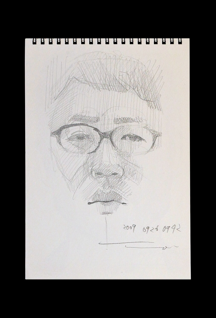 Contemporary artist SHINTAKU Tomoni's 2009/9/26 Self-portrait or pencil drawing