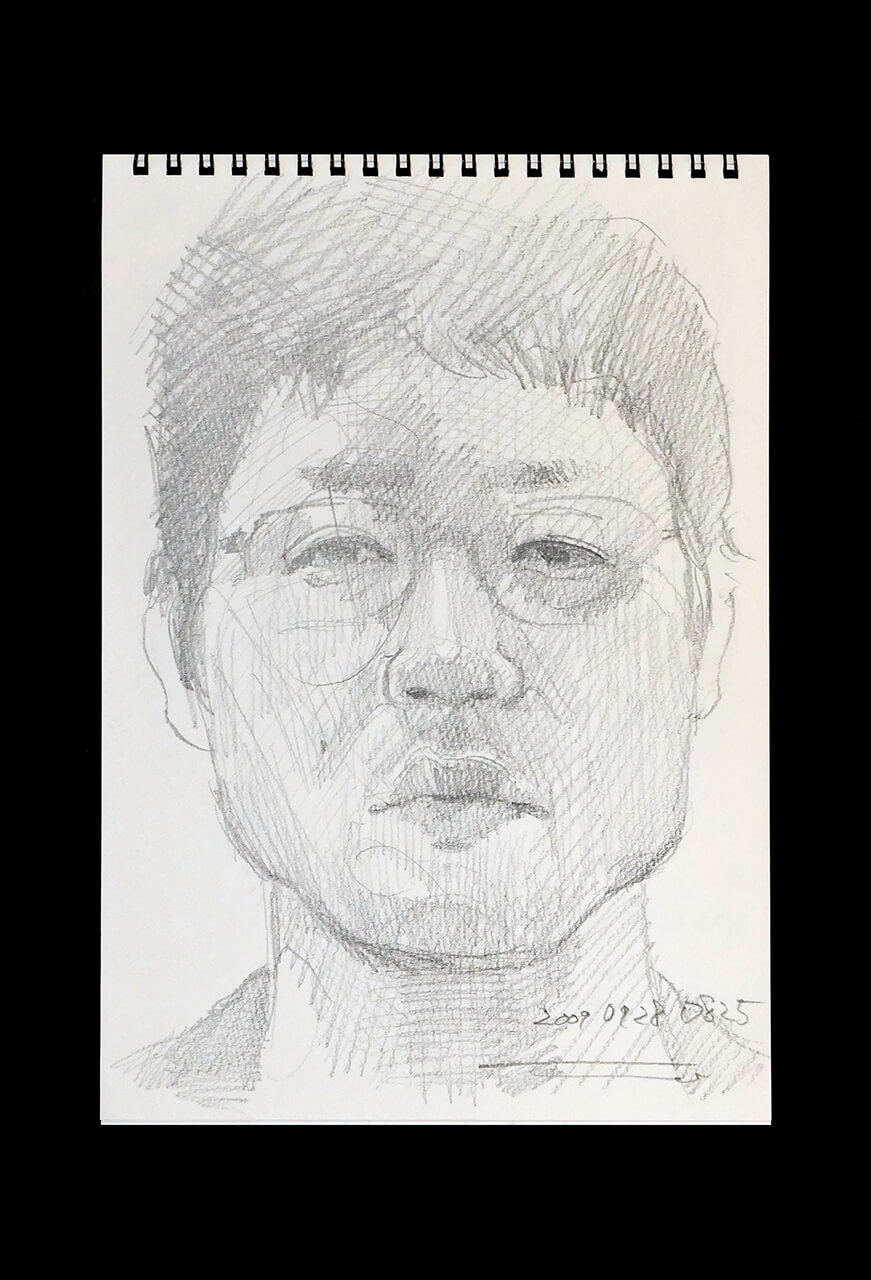 Contemporary artist SHINTAKU Tomoni's 2009/9/28 Self-portrait or pencil drawing