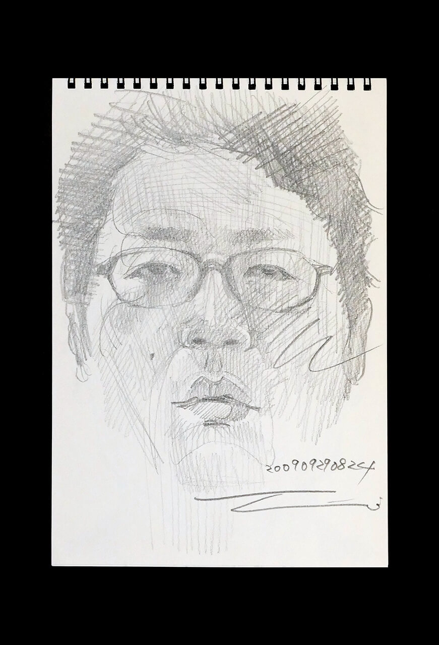 Contemporary artist SHINTAKU Tomoni's 2009/9/29 Self-portrait or pencil drawing