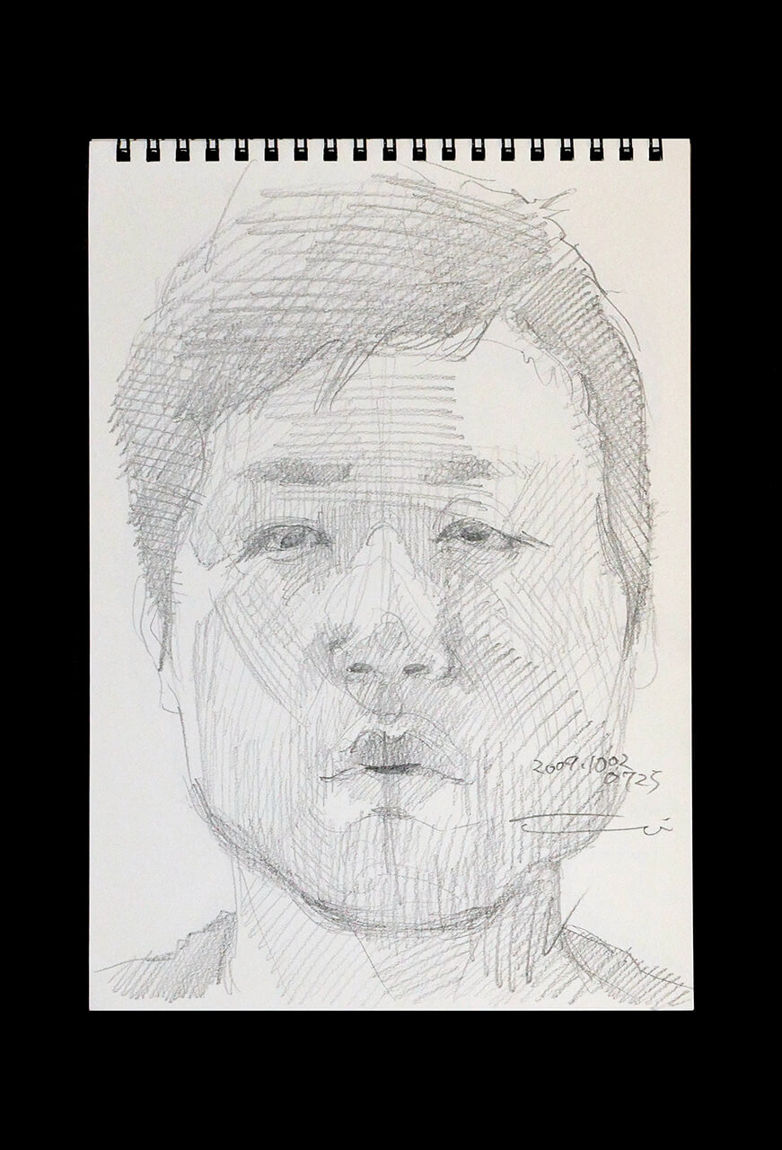 Contemporary artist SHINTAKU Tomoni's 2009/10/2 Self-portrait or pencil drawing