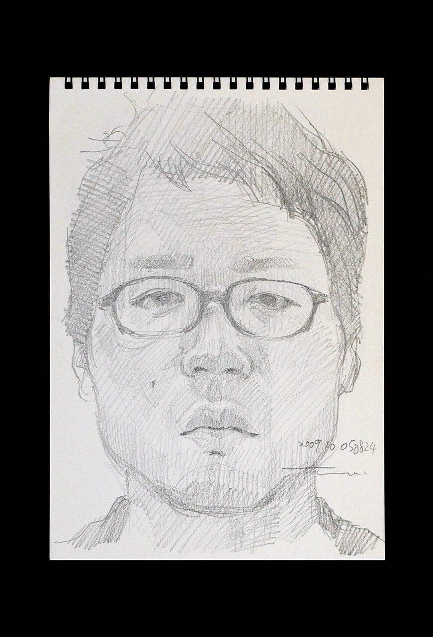 Contemporary artist SHINTAKU Tomoni's 2009/10/5 Self-portrait or pencil drawing
