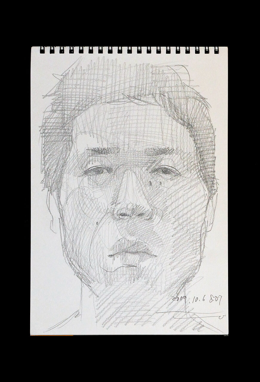 Contemporary artist SHINTAKU Tomoni's 2009/10/6 Self-portrait or pencil drawing
