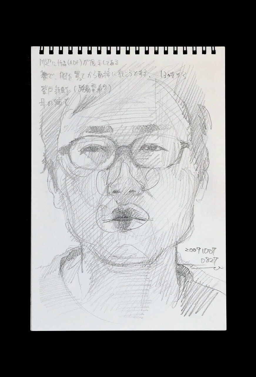 Contemporary artist SHINTAKU Tomoni's 2009/10/7 Self-portrait or pencil drawing