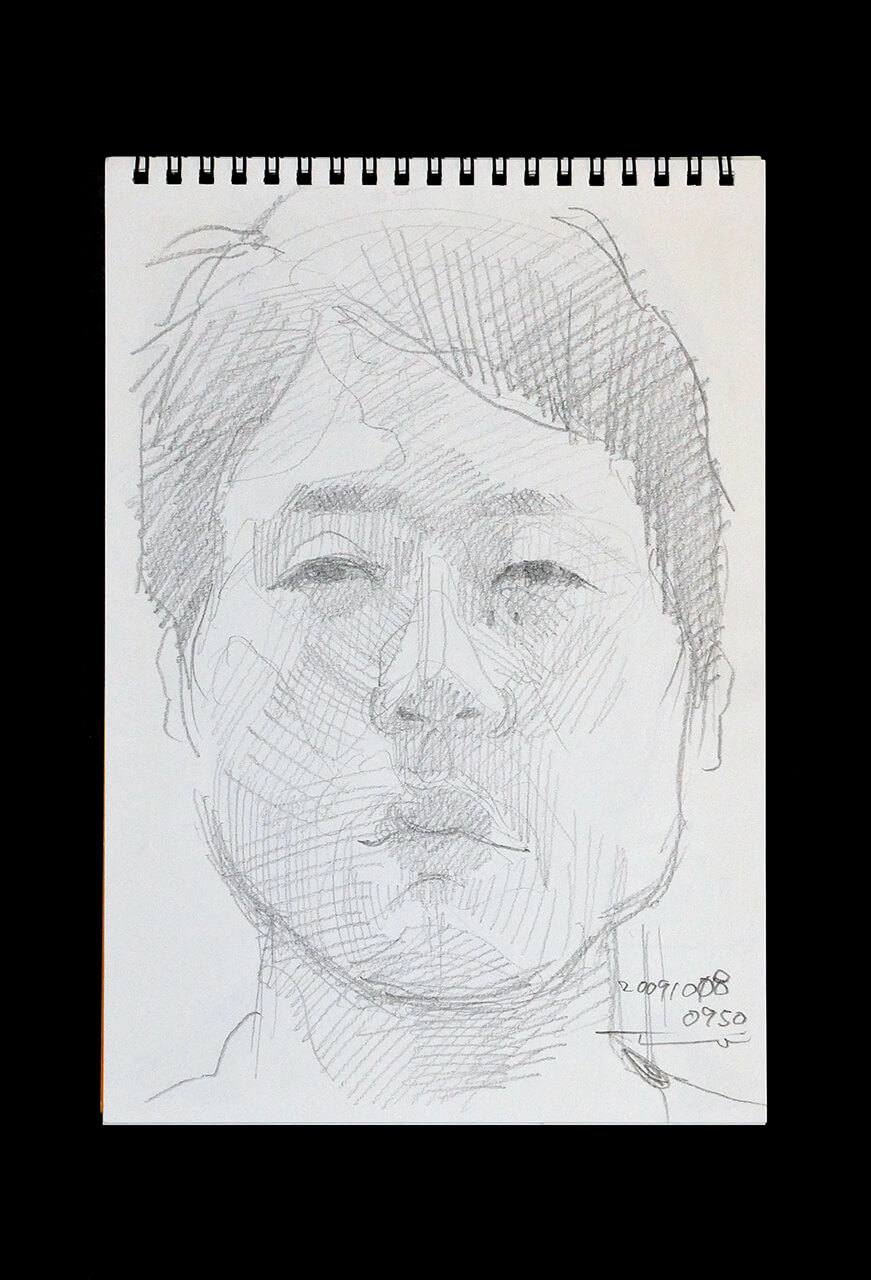 Contemporary artist SHINTAKU Tomoni's 2009/10/8 Self-portrait or pencil drawing