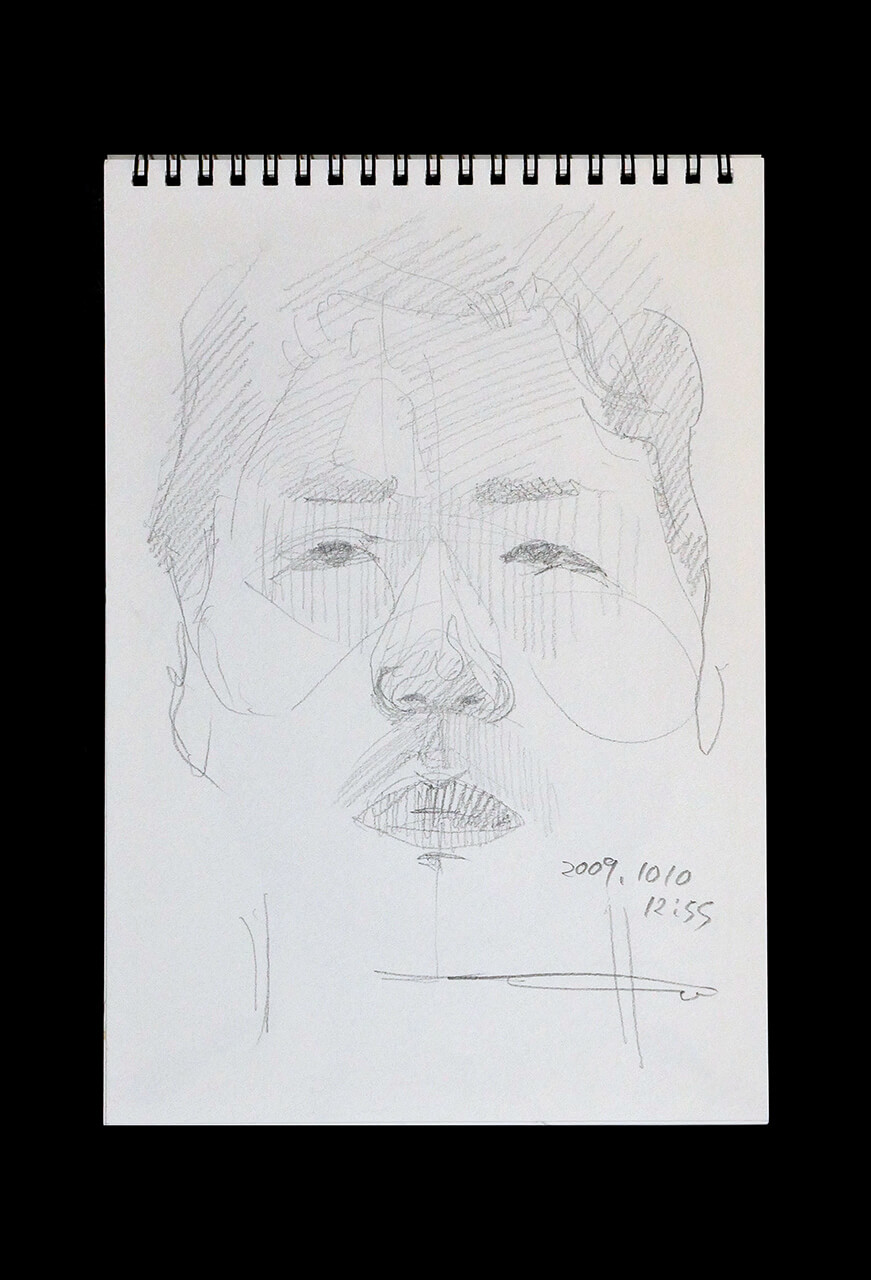 Contemporary artist SHINTAKU Tomoni's 2009/10/10 Self-portrait or pencil drawing