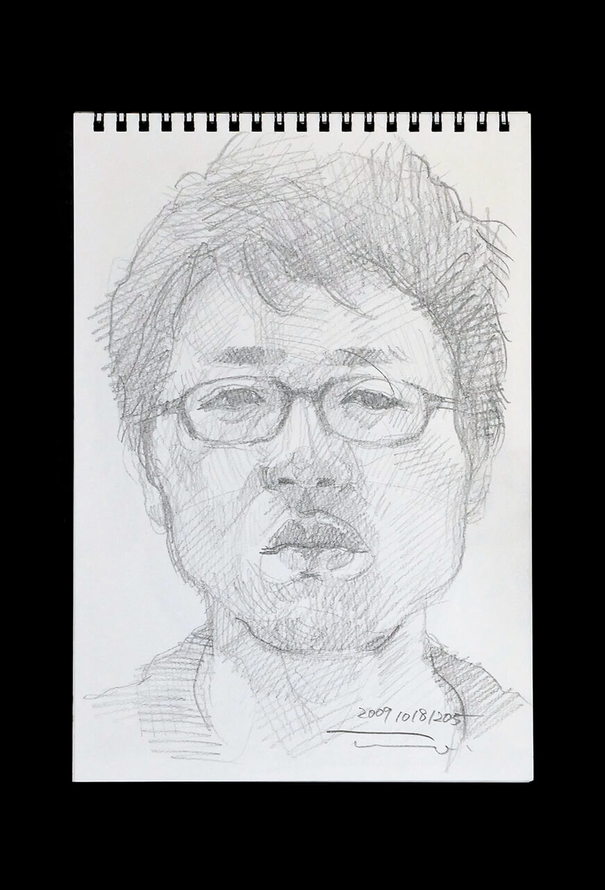 Contemporary artist SHINTAKU Tomoni's 2009/10/18 Self-portrait or pencil drawing