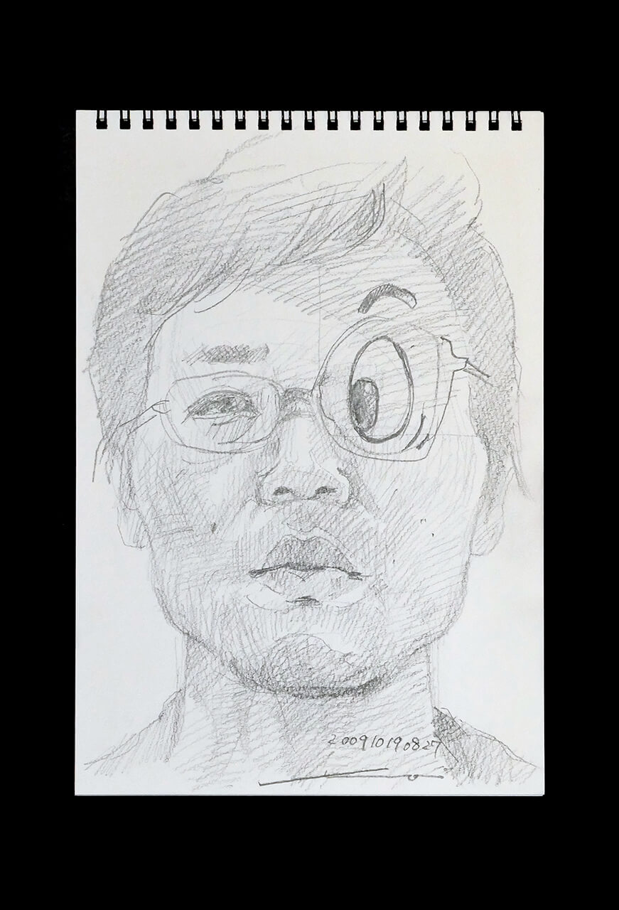 Contemporary artist SHINTAKU Tomoni's 2009/10/19 Self-portrait or pencil drawing