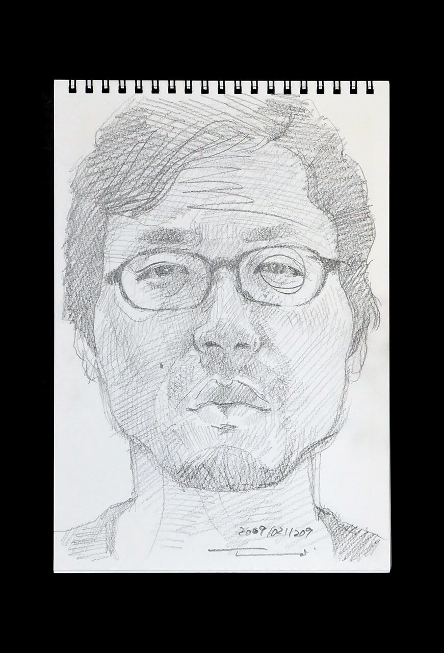 Contemporary artist SHINTAKU Tomoni's 2009/10/21 Self-portrait or pencil drawing