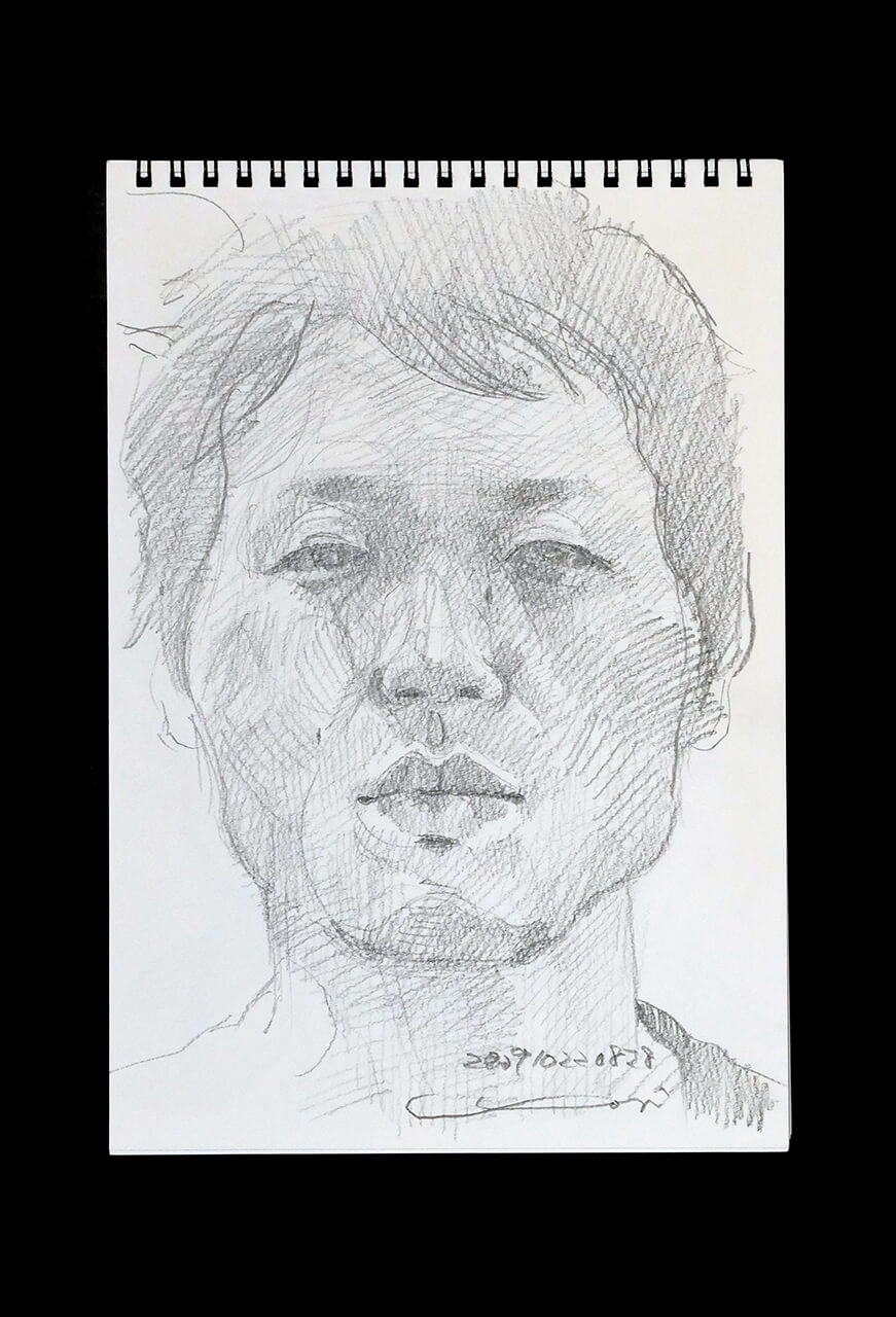 Contemporary artist SHINTAKU Tomoni's 2009/10/22 Self-portrait or pencil drawing
