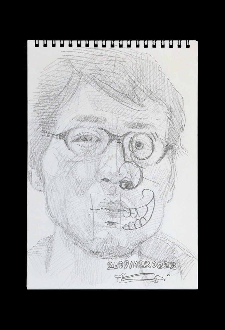 Contemporary artist SHINTAKU Tomoni's 2009/10/23 Self-portrait or pencil drawing