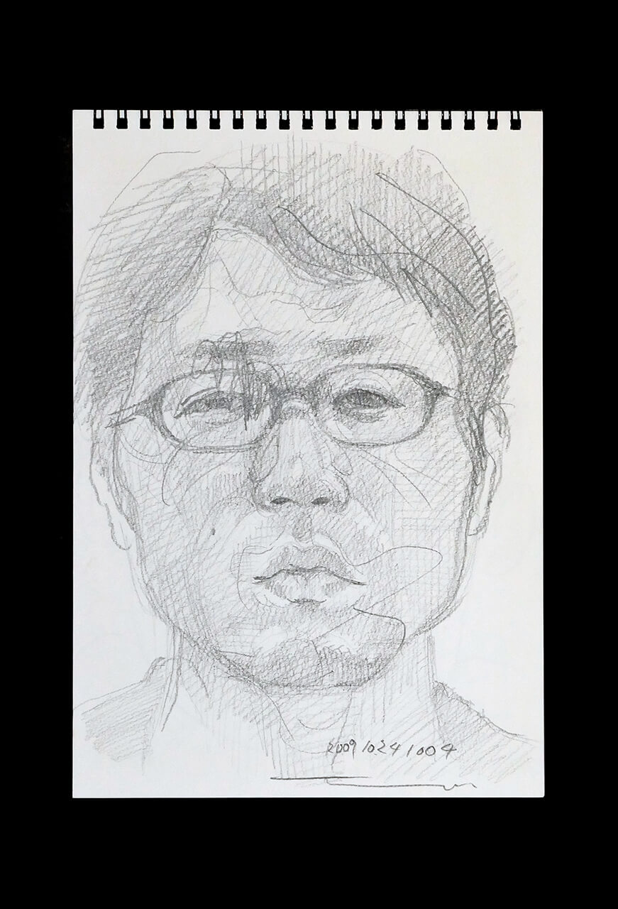 Contemporary artist SHINTAKU Tomoni's 2009/10/24 Self-portrait or pencil drawing