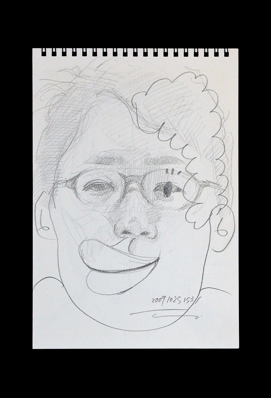 Contemporary artist SHINTAKU Tomoni's 2009/10/25 Self-portrait or pencil drawing