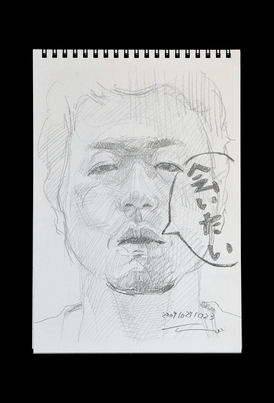 Contemporary artist SHINTAKU Tomoni's 2009/10/27 Self-portrait or pencil drawing