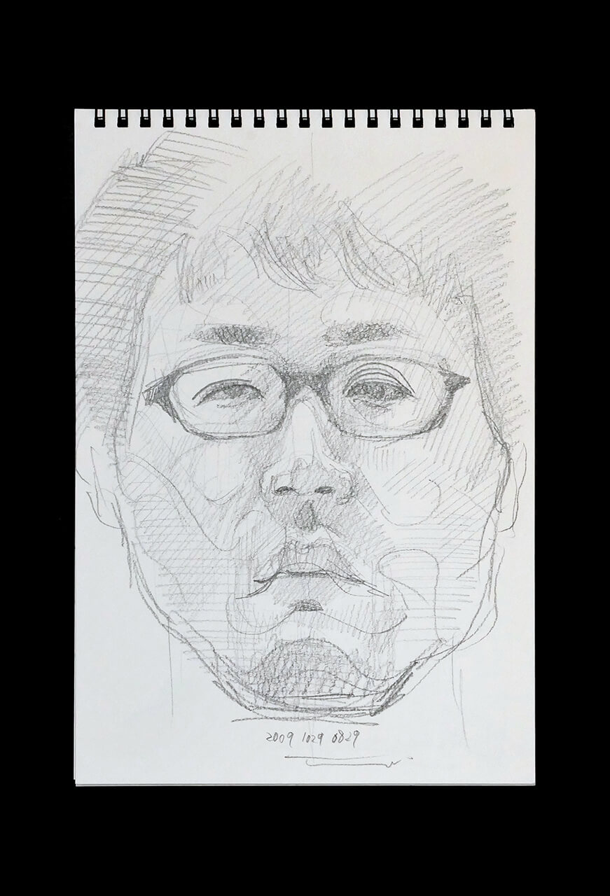Contemporary artist SHINTAKU Tomoni's 2009/10/29 Self-portrait or pencil drawing