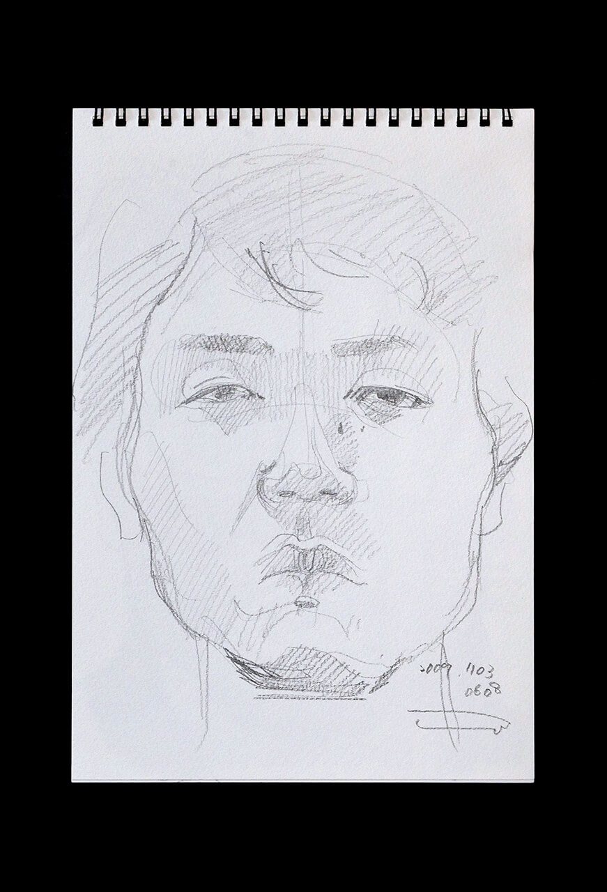 Contemporary artist SHINTAKU Tomoni's 2009/11/4 Self-portrait or pencil drawing
