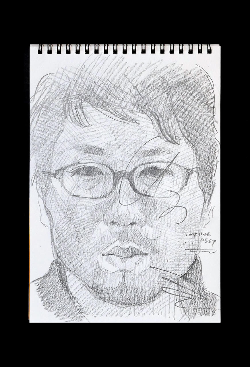 Contemporary artist SHINTAKU Tomoni's 2009/11/6 Self-portrait or pencil drawing