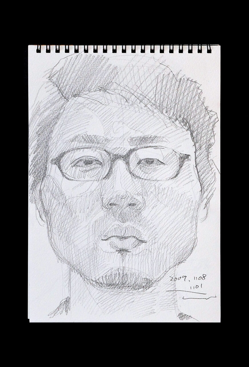Contemporary artist SHINTAKU Tomoni's 2009/11/8 Self-portrait or pencil drawing