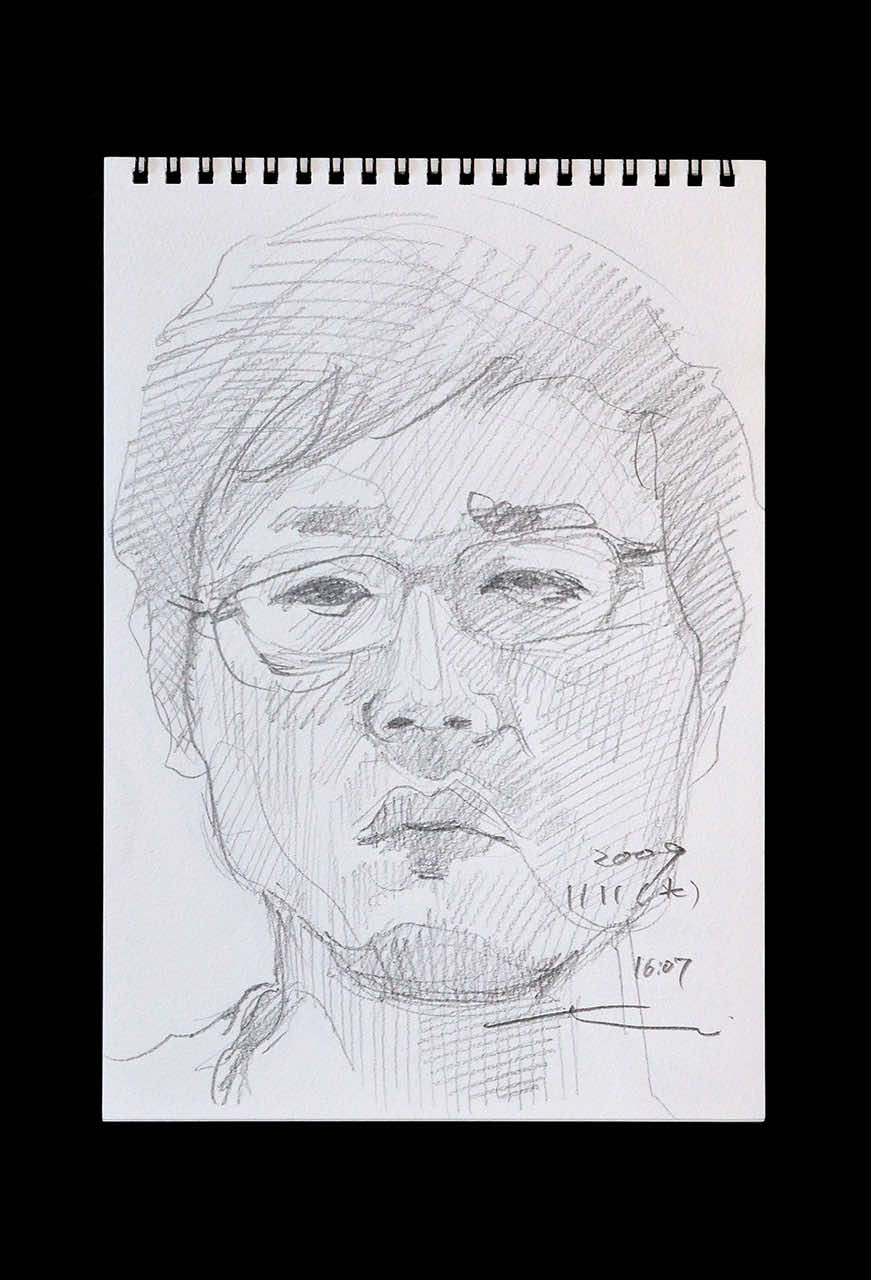 Contemporary artist SHINTAKU Tomoni's 2009/11/11 Self-portrait or pencil drawing