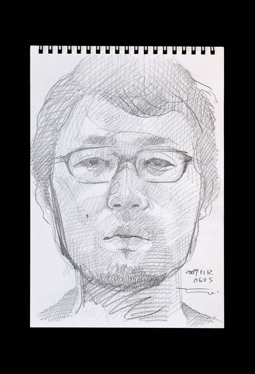 Contemporary artist SHINTAKU Tomoni's 2009/11/12 Self-portrait or pencil drawing
