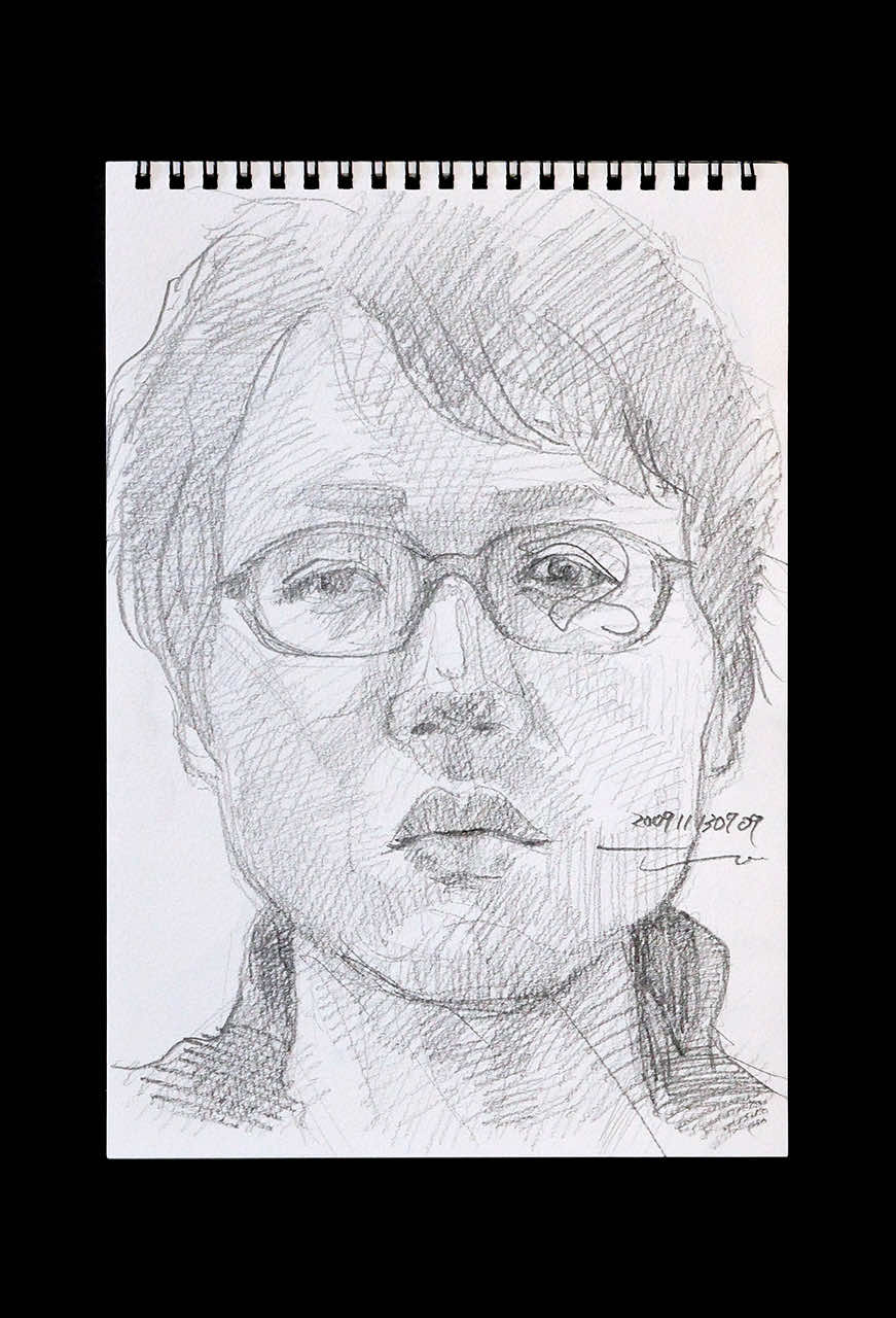 Contemporary artist SHINTAKU Tomoni's 2009/11/13 Self-portrait or pencil drawing