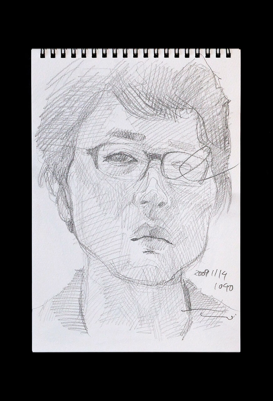 Contemporary artist SHINTAKU Tomoni's 2009/11/14 Self-portrait or pencil drawing