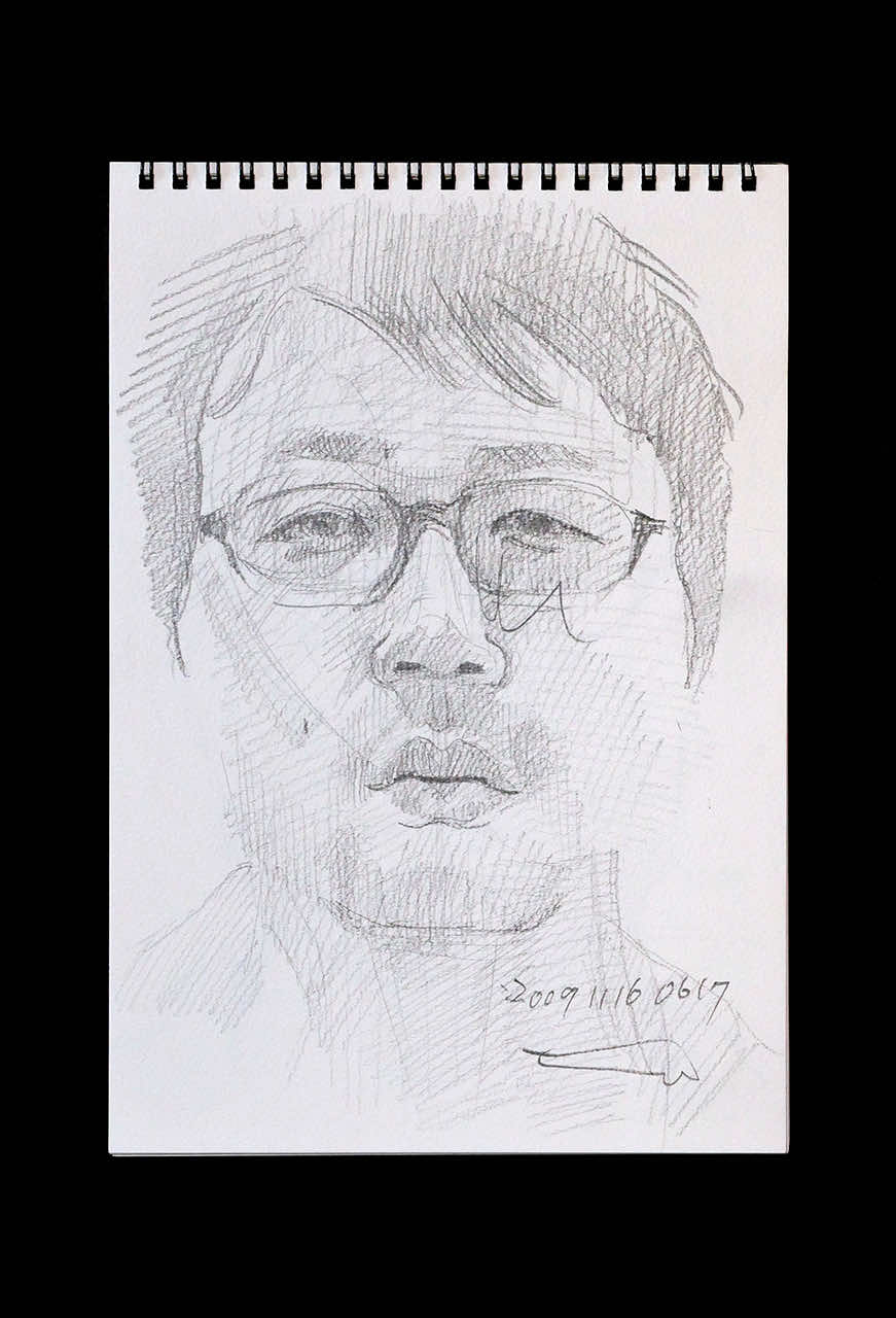 Contemporary artist SHINTAKU Tomoni's 2009/11/16 Self-portrait or pencil drawing