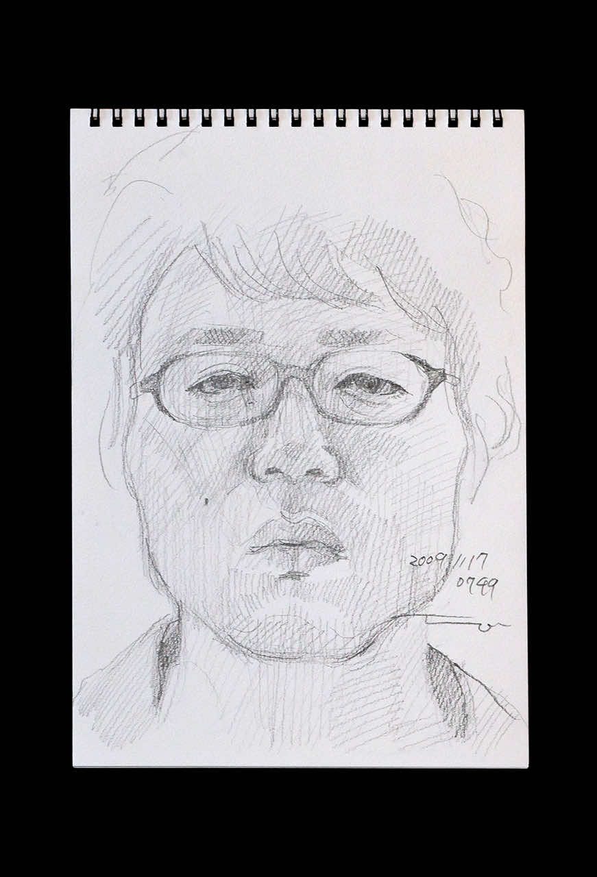 Contemporary artist SHINTAKU Tomoni's 2009/11/17 Self-portrait or pencil drawing