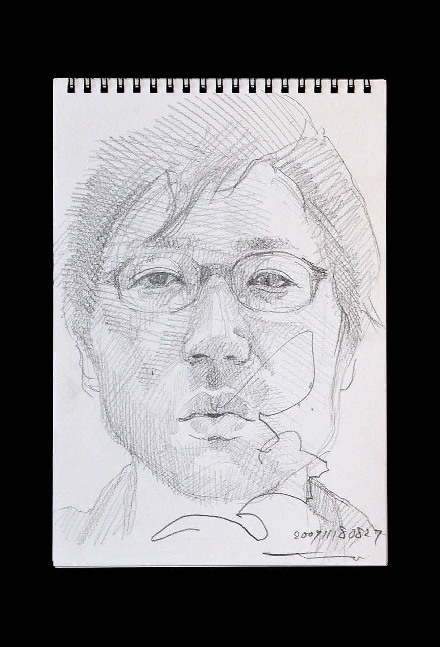 Contemporary artist SHINTAKU Tomoni's 2009/11/18 Self-portrait or pencil drawing