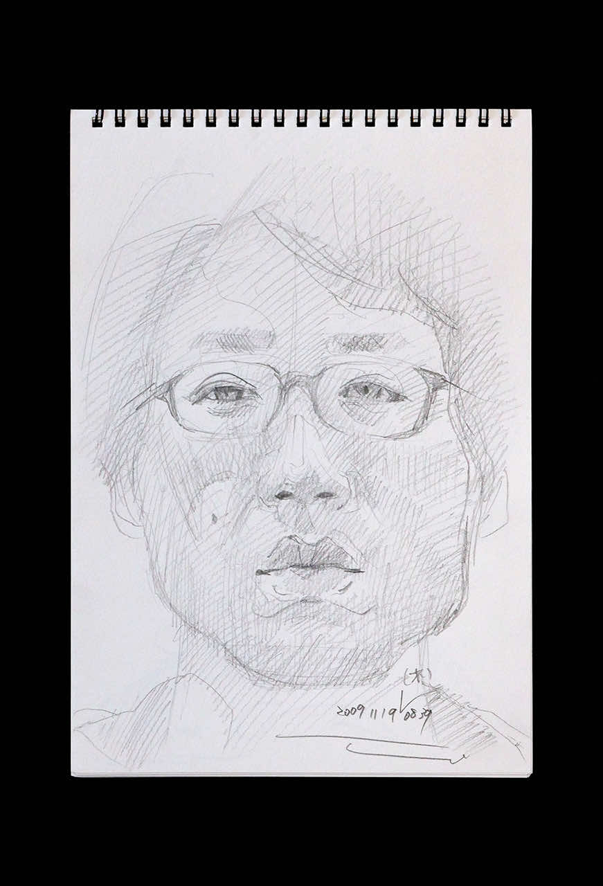 Contemporary artist SHINTAKU Tomoni's 2009/11/19 Self-portrait or pencil drawing