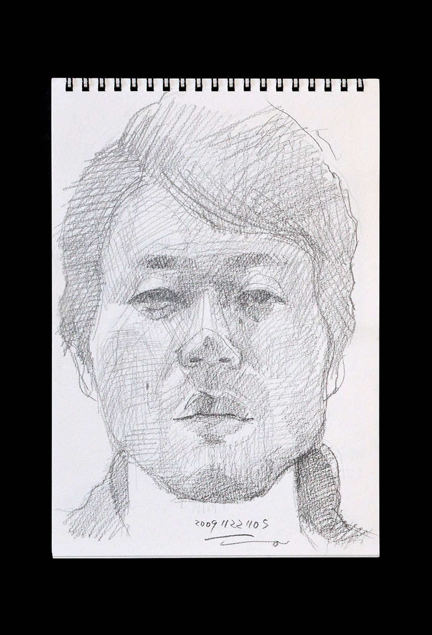 Contemporary artist SHINTAKU Tomoni's 2009/11/22 Self-portrait or pencil drawing