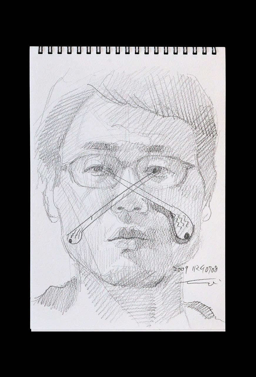 Contemporary artist SHINTAKU Tomoni's 2009/11/24 Self-portrait or pencil drawing