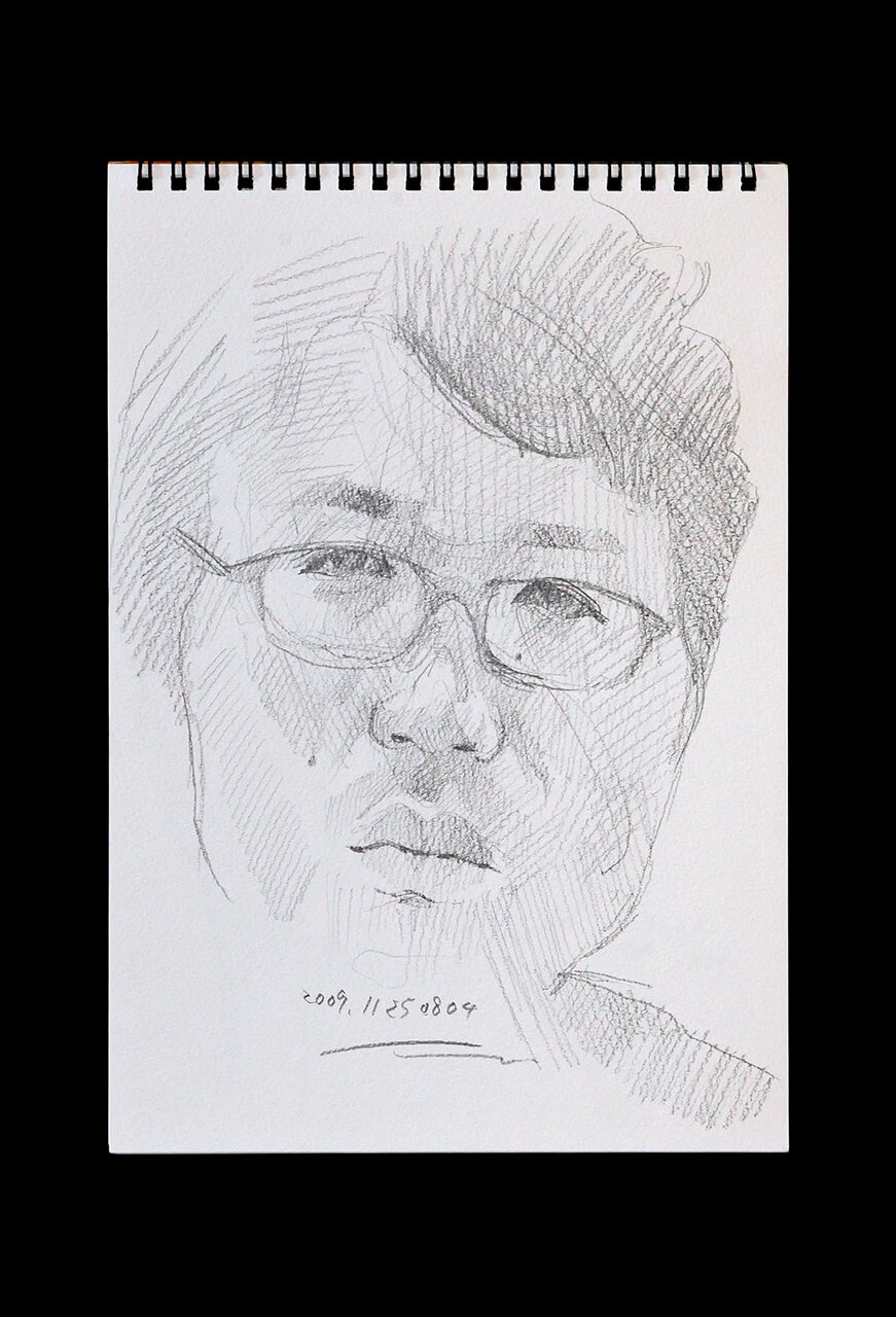 Contemporary artist SHINTAKU Tomoni's 2009/11/25 Self-portrait or pencil drawing