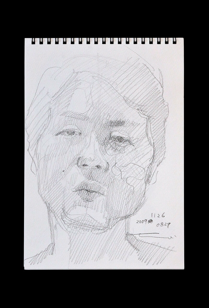 Contemporary artist SHINTAKU Tomoni's 2009/11/26 Self-portrait or pencil drawing