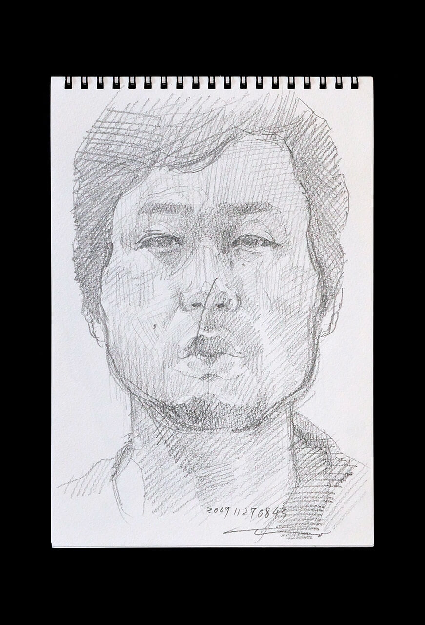 Contemporary artist SHINTAKU Tomoni's 2009/11/27 Self-portrait or pencil drawing