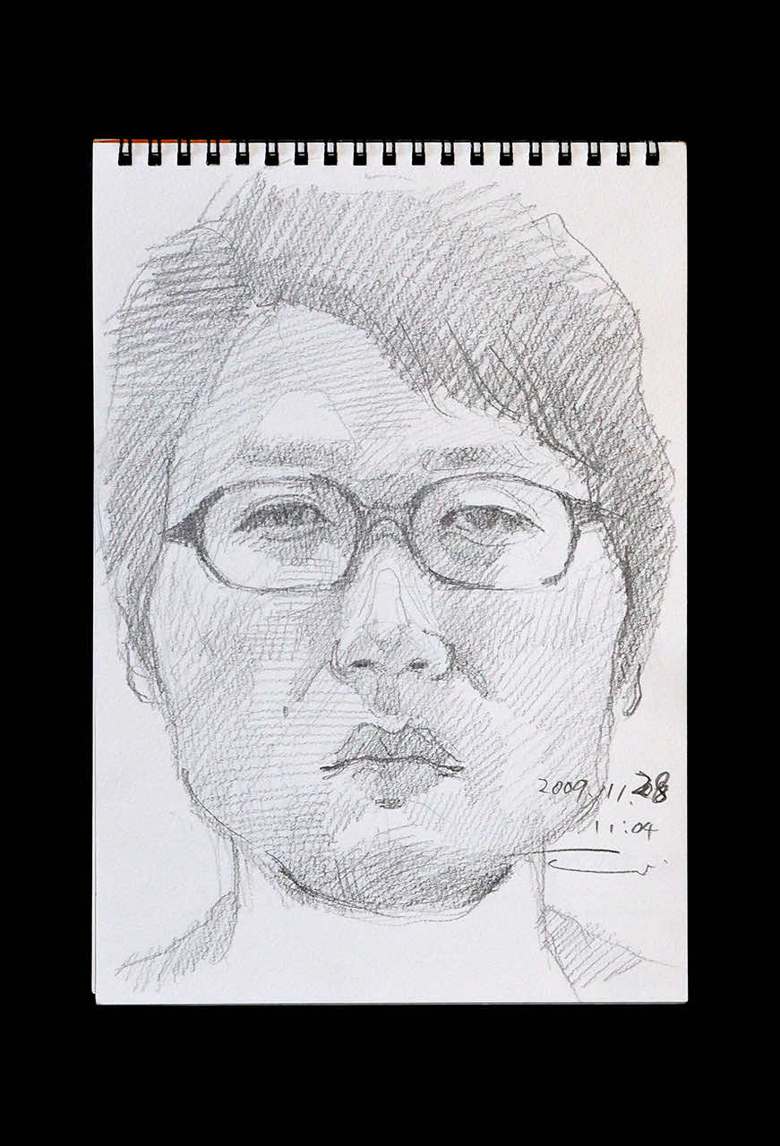 Contemporary artist SHINTAKU Tomoni's 2009/11/28 Self-portrait or pencil drawing
