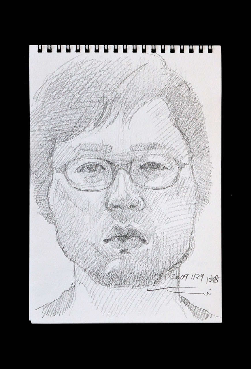 Contemporary artist SHINTAKU Tomoni's 2009/11/29 Self-portrait or pencil drawing