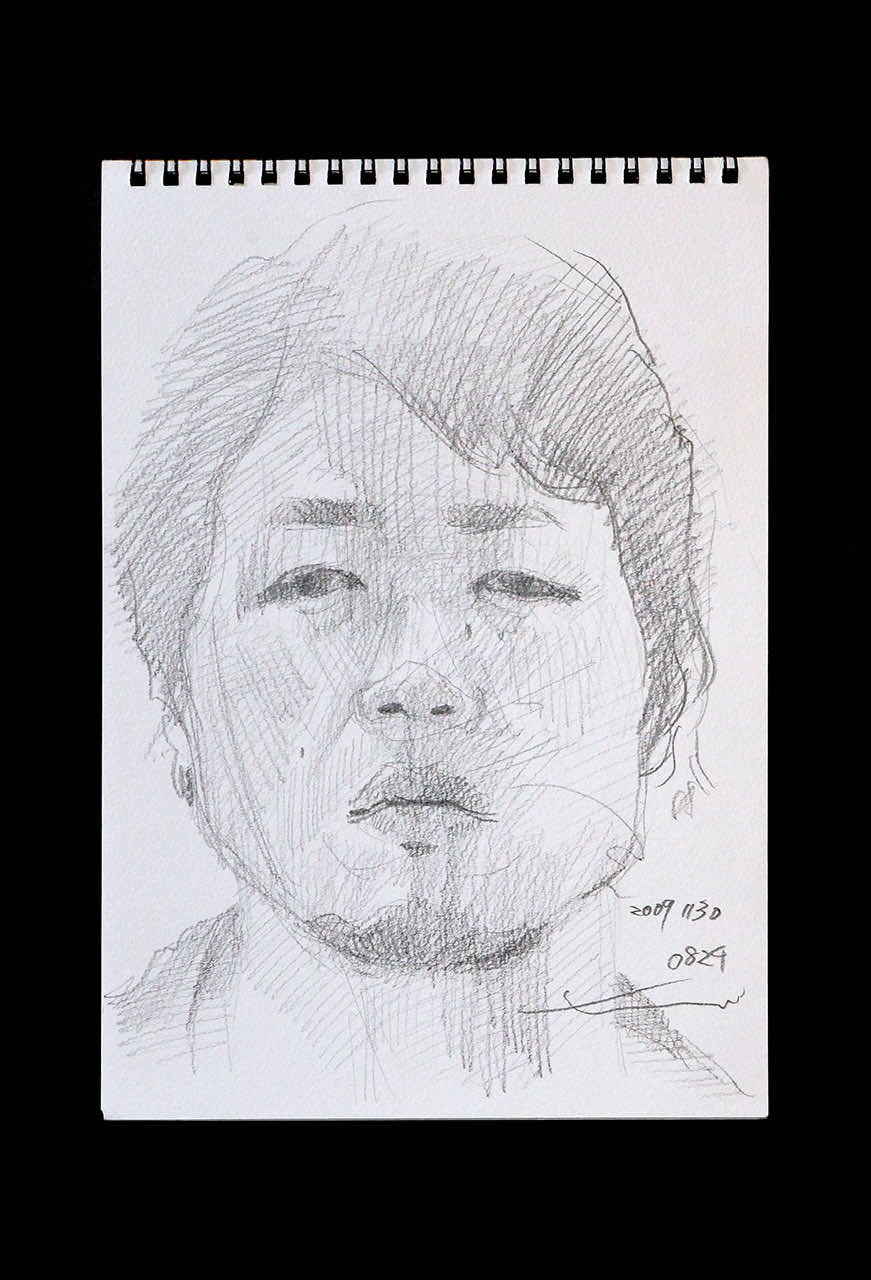 Contemporary artist SHINTAKU Tomoni's 2009/11/30 Self-portrait or pencil drawing