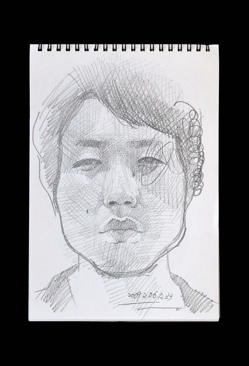 Contemporary artist SHINTAKU Tomoni's 2009/12/1 Self-portrait or pencil drawing