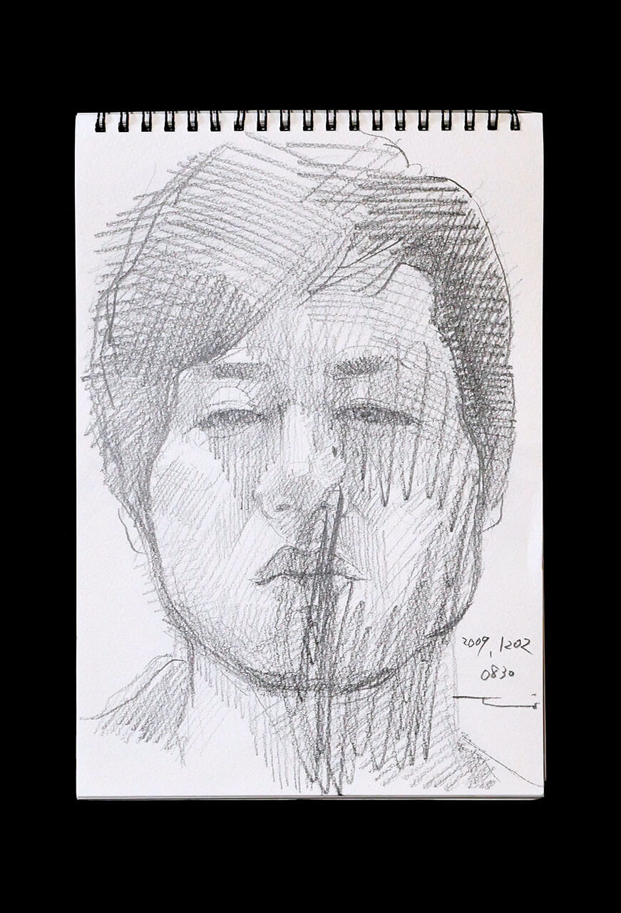 Contemporary artist SHINTAKU Tomoni's 2009/12/2 Self-portrait or pencil drawing