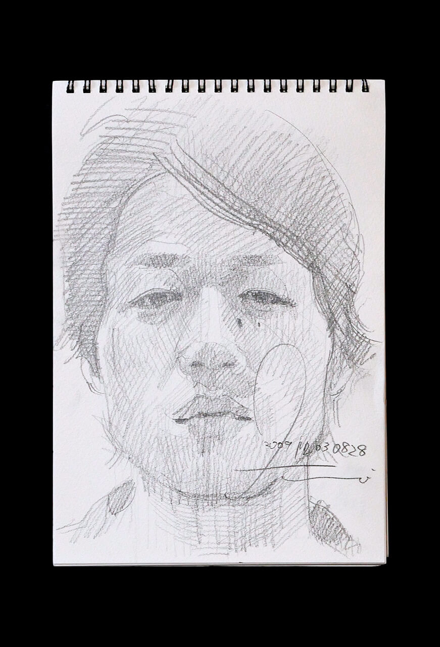 Contemporary artist SHINTAKU Tomoni's 2009/12/3 Self-portrait or pencil drawing