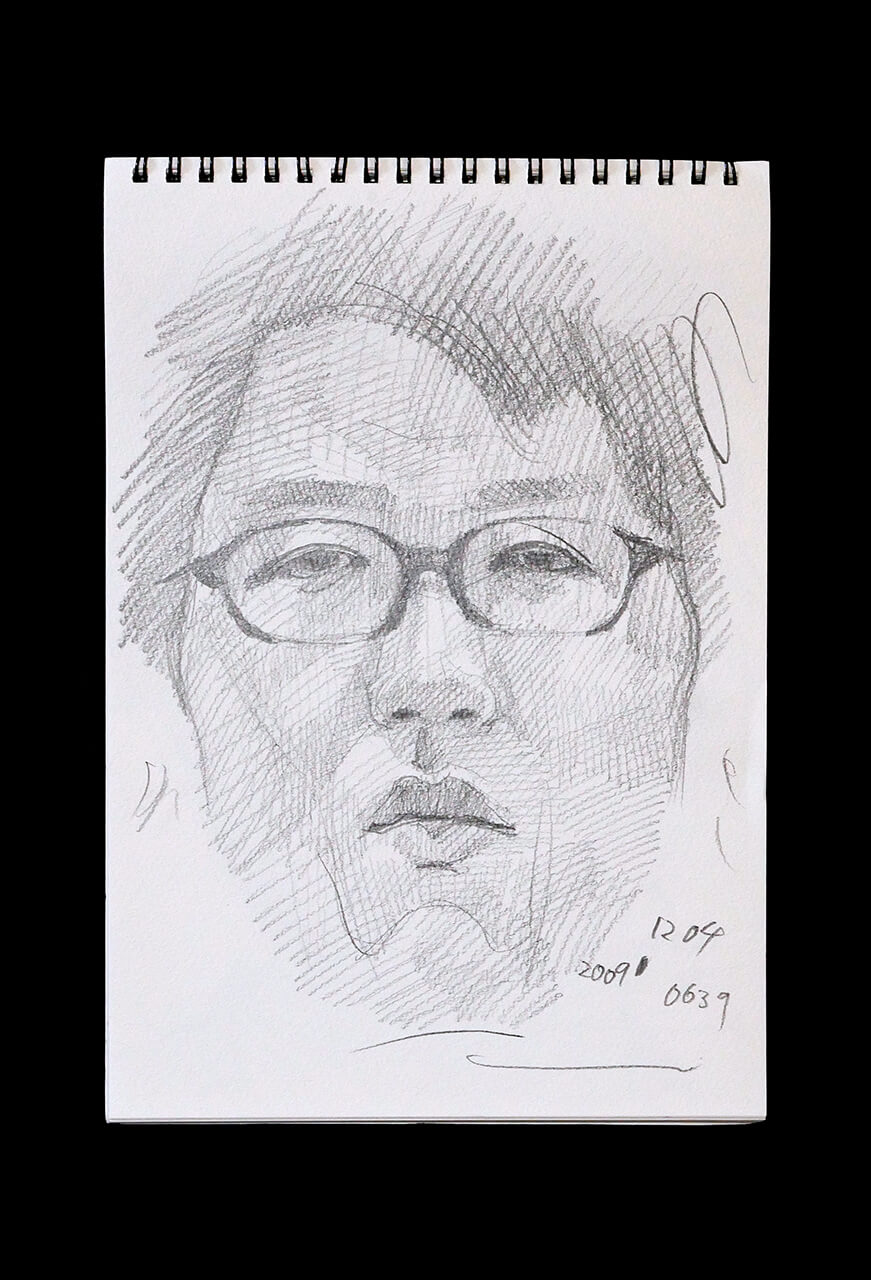 Contemporary artist SHINTAKU Tomoni's 2009/12/4 Self-portrait or pencil drawing